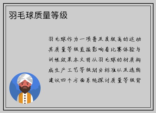 羽毛球质量等级